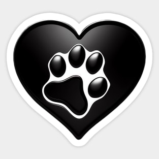 Cat, Dog paw on heart Sticker